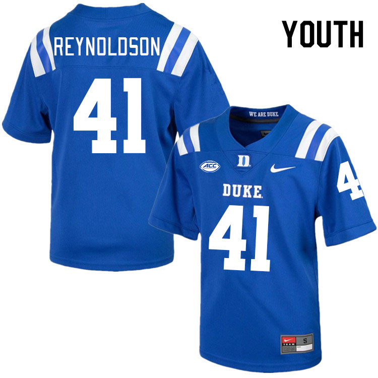 Youth #41 Kade Reynoldson Duke Blue Devils College Football Jerseys Stitched-Royal